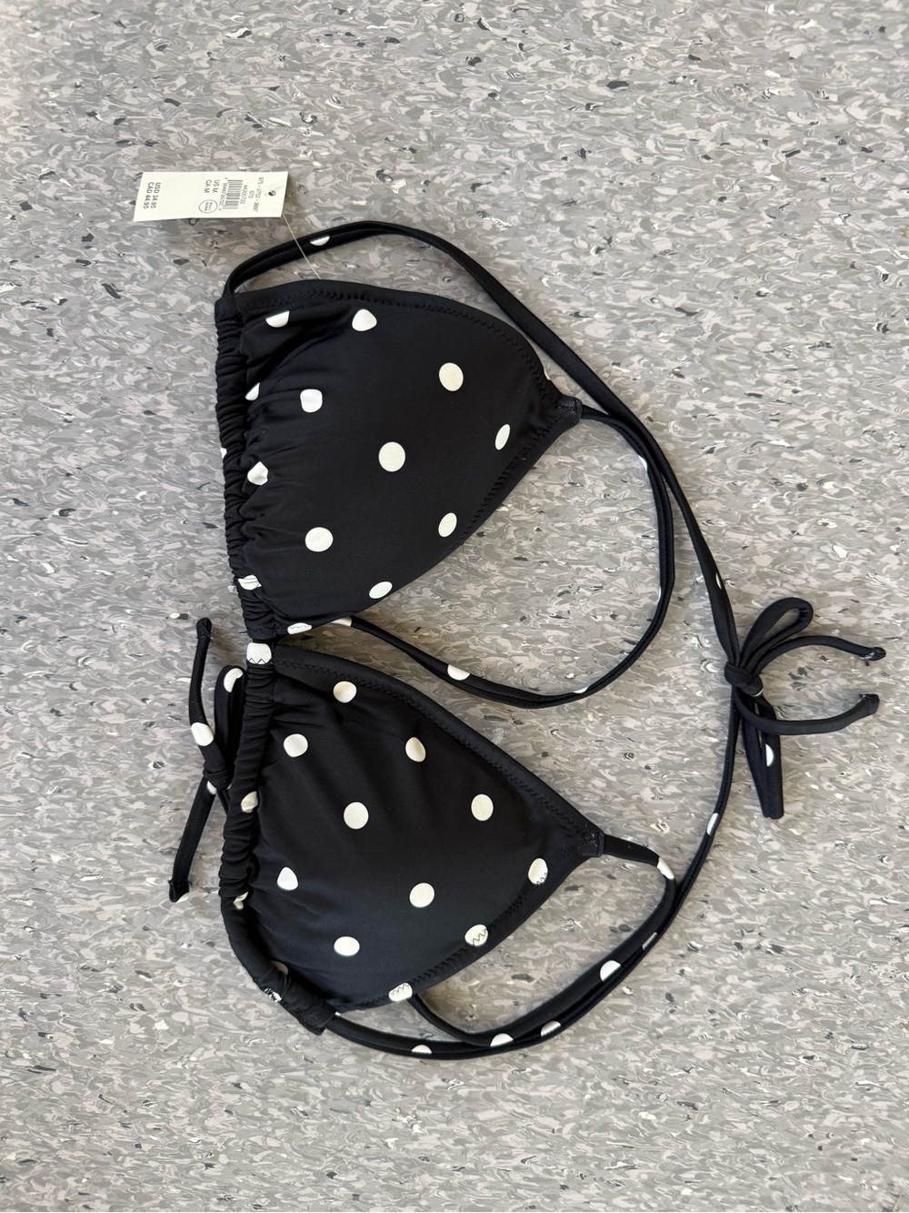 aerie Black and White Polka Dot Triangle Swim Top